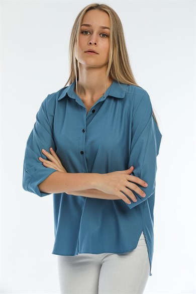 Kadın Arkası Uzun Basic Gömlek