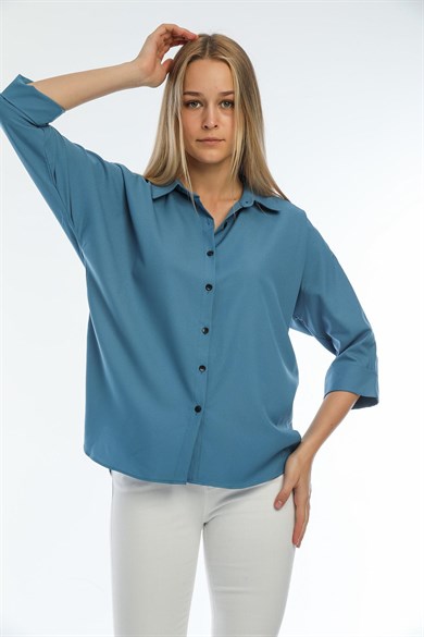 Kadın Arkası Uzun Basic Gömlek