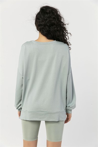 Kadın Ön Baskılı Oversize Sweatshirt
