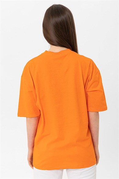 Kadın Önü Baskı Detaylı Oversize T-Shirt