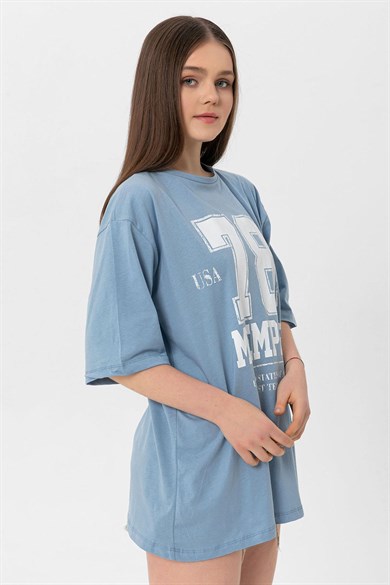 Kadın Önü Baskı Detaylı Oversize T-Shirt