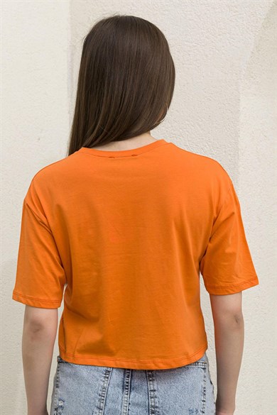 Kadın Önü Baskı Detaylı Tişört