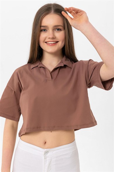 Kadın Polo Yaka Kısa T-Shirt