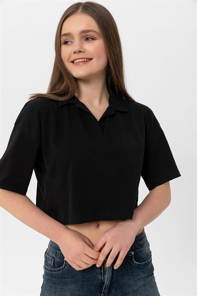 Kadın Polo Yaka Kısa T-Shirt