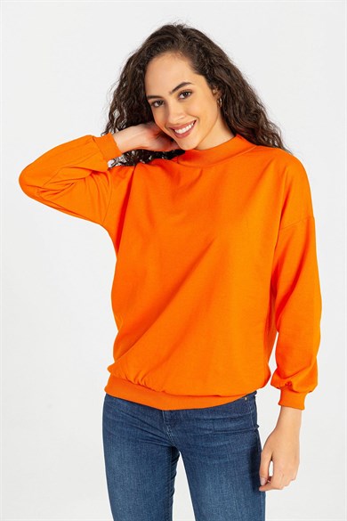 Kadın Yarım Balıkçı Detaylı Sweatshirt
