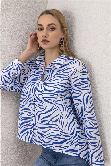 Kadın Zebra Desen Detaylı Gömlek