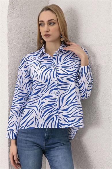 Kadın Zebra Desen Detaylı Gömlek